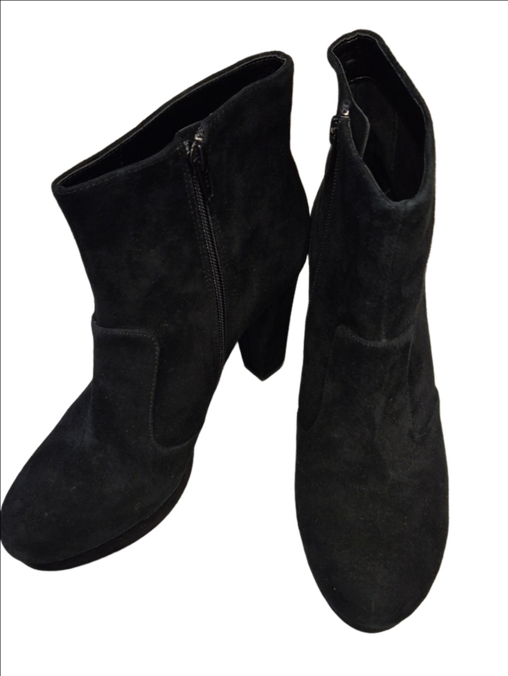 Gianni Bini Black Suede Ankle Platform Boots with Block Heel Size 9.5